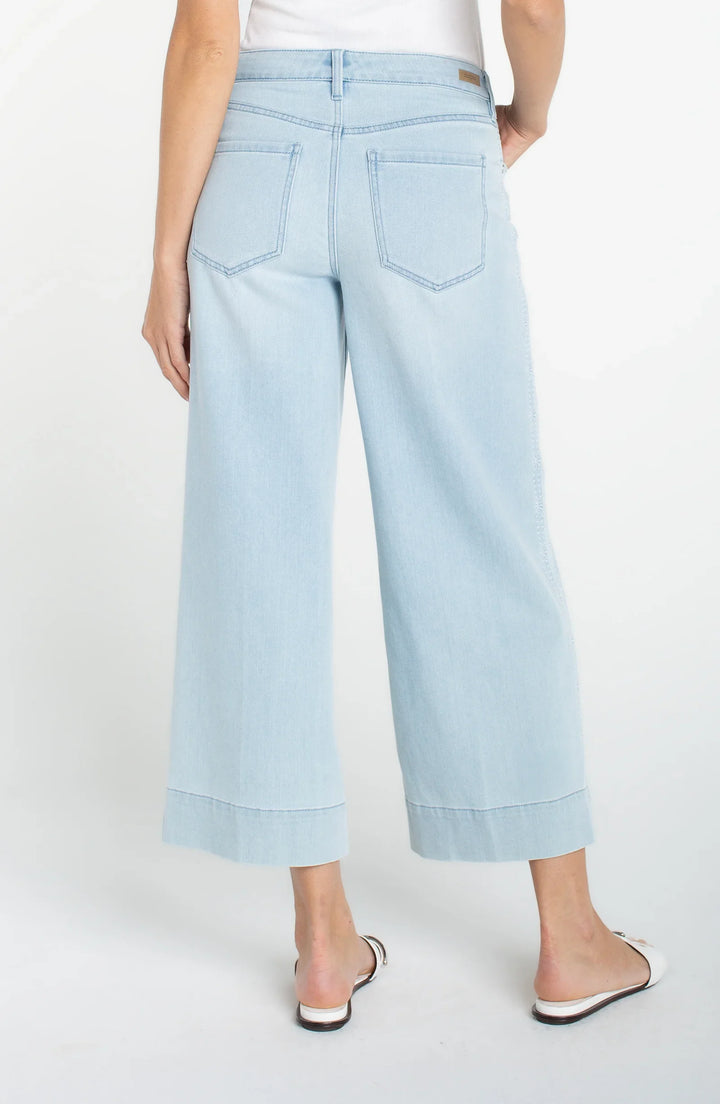 Liverpool Stride Crop Wide Leg with Embroidered Side Seam  LM7A94SSL  Marine Flowers