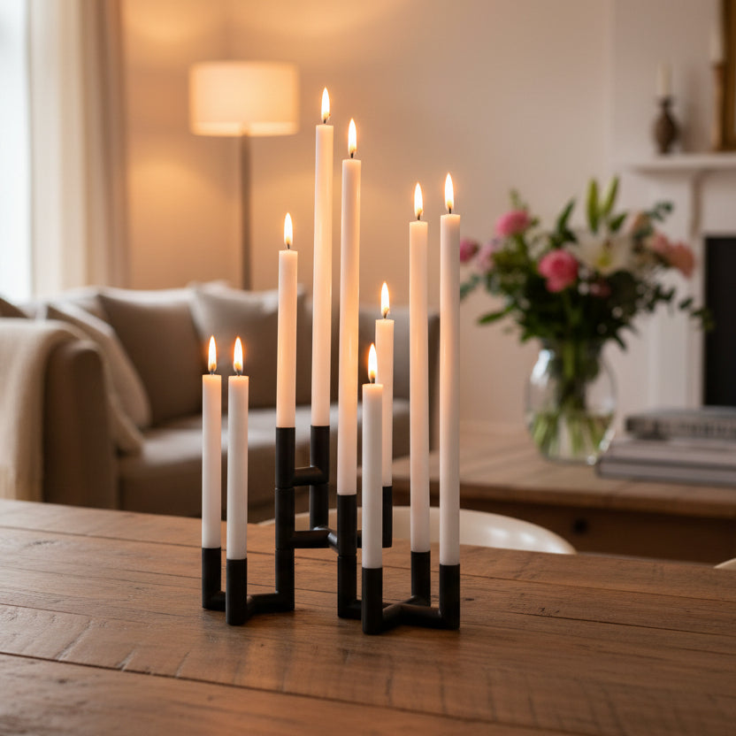 Uyuni Matrix Mini Taper Candleholders and Connectors -  Matte Black