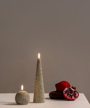 Uyuni LED Round Candle  -  Champagne Glitter