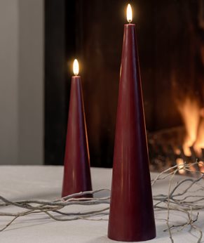 Uyuni LED Cone Candle  -  Wine Red Smooth