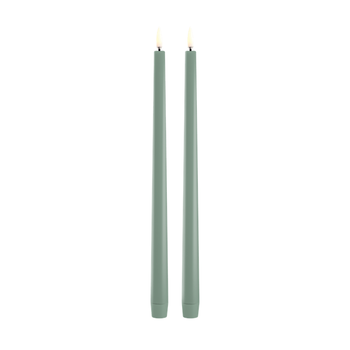 Uyuni LED Smooth Slim Taper Candle Set/2   Dusty Green