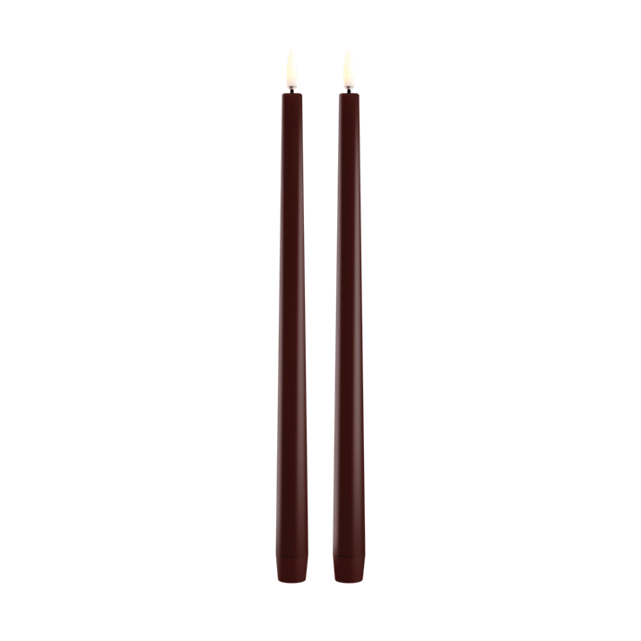 Uyuni LED Smooth Slim Taper Candle Set/2   Wine Red