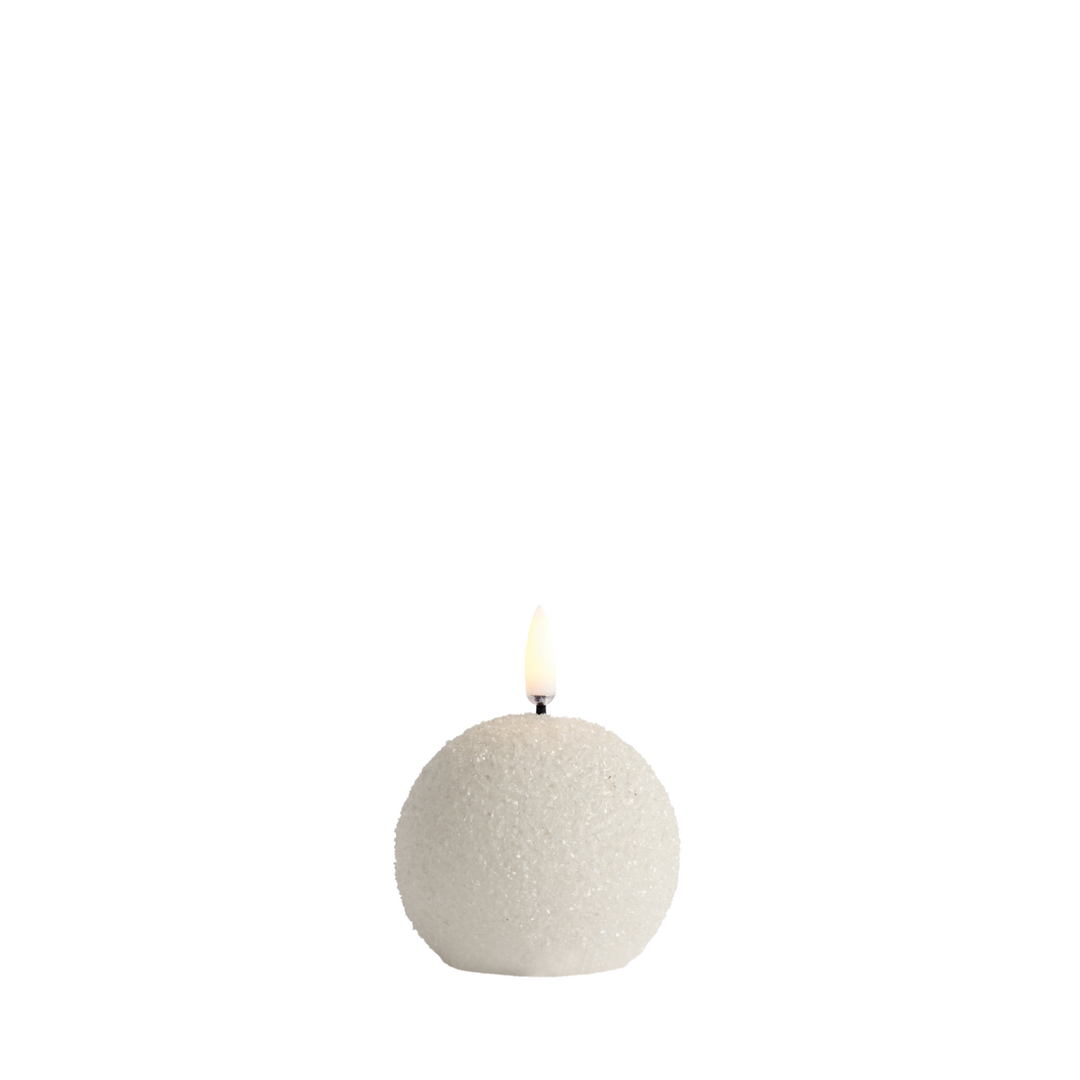 Uyuni LED Round Candle  -  Nordic White Glitter