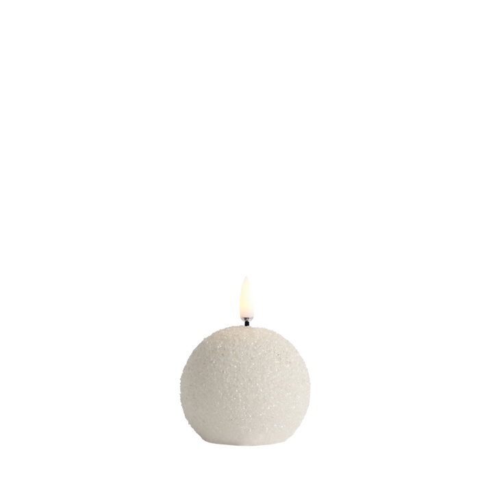 Uyuni LED Round Candle  -  Nordic White Glitter