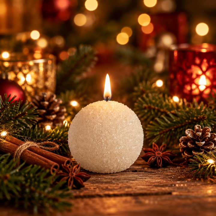 Uyuni LED Round Candle  -  Nordic White Glitter