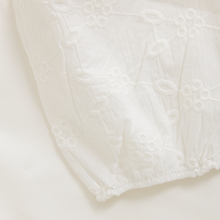 Creamie Girls Tee With Embroidered Sleeve Detail   823131-1103