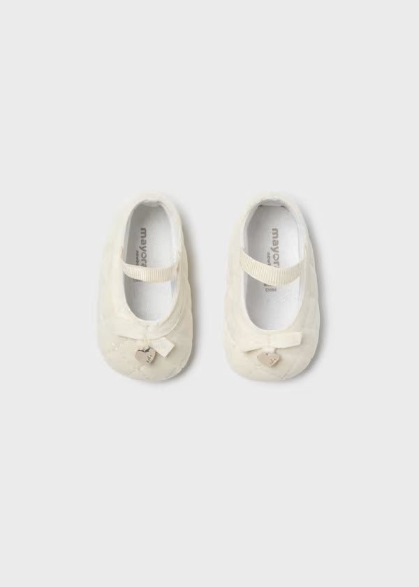 Mayoral Baby Girl Velvet Mary Jane Shoes  9689-82  Garbanzo