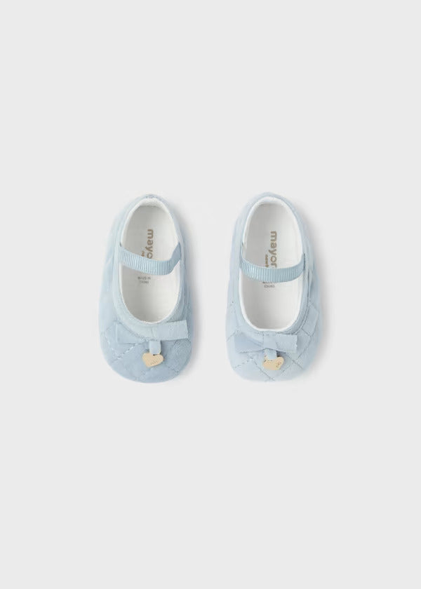 Mayoral Baby Girl Velvet Mary Jane Shoes  9689-81  Nieve