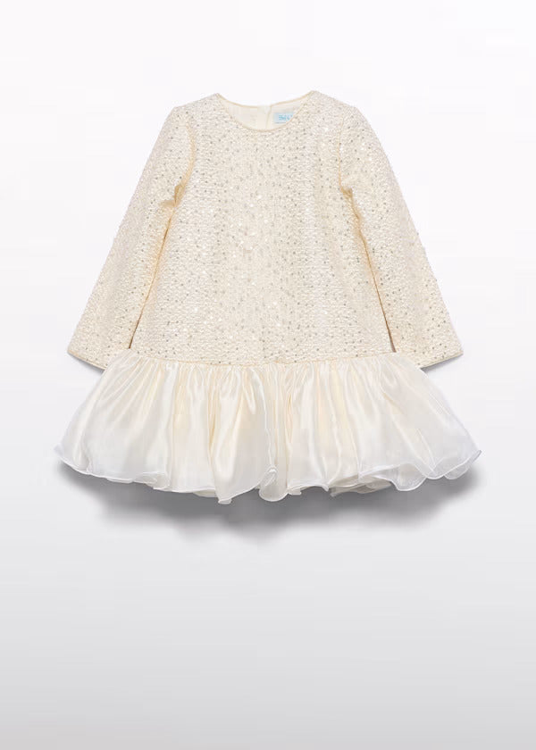 Abel & Lula Girls Dress With Pearl Details   5537-9   Crema
