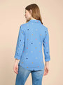 White Stuff Annie Embroidered Jersey Shirt  440378  Blue Multi
