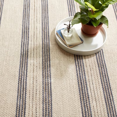 Handwoven Cotton Rug  -  Cielo Stripe