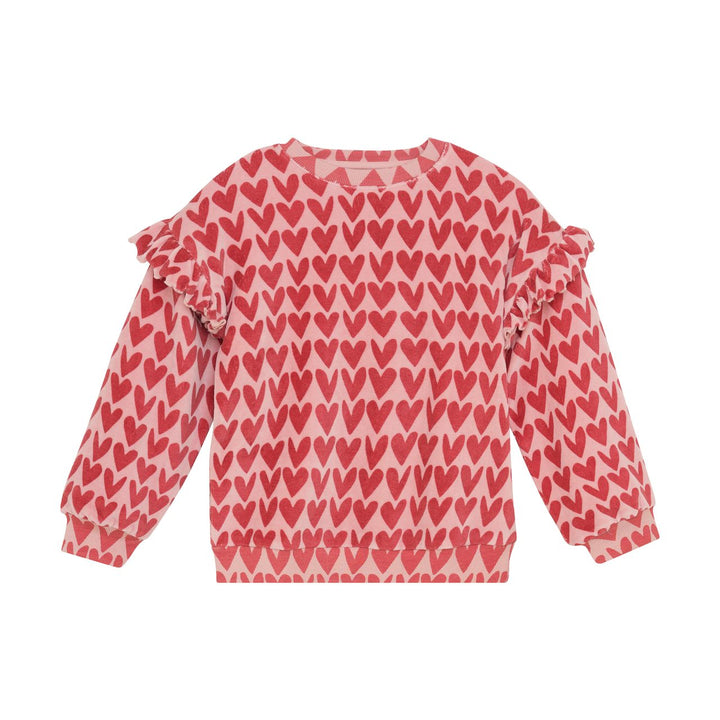Daily Seven Girls Velour Heart Print Crewneck   930285-5013 **