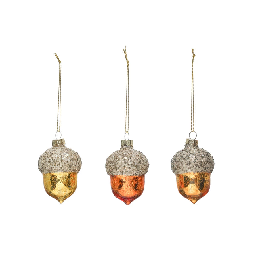 Creative Coop Assorted Glass Acorn Ornament XS4020A