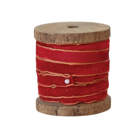 Creative Coop 10 Yard Velvet Ribbon w/ Metallic Edges XS4518A
