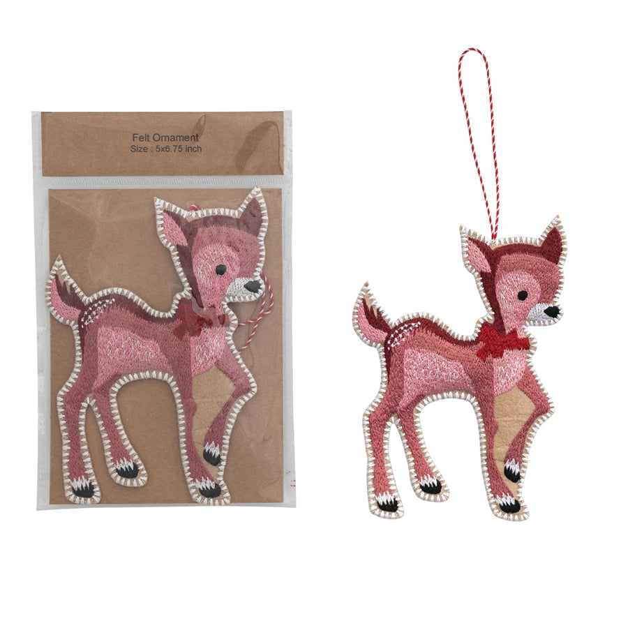 Creative Coop Embroidered Deer Ornament XS7913