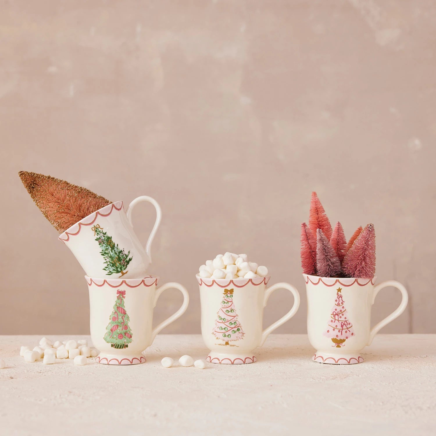 Creative Coop Holiday Footed Mugs XS8494