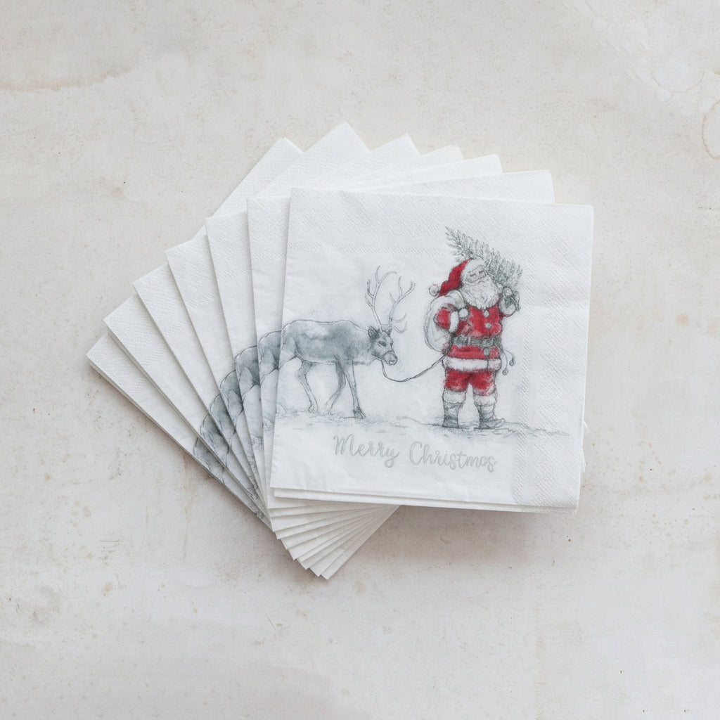 Creative Coop Santa and Reindeer Paper Napkin XS8774