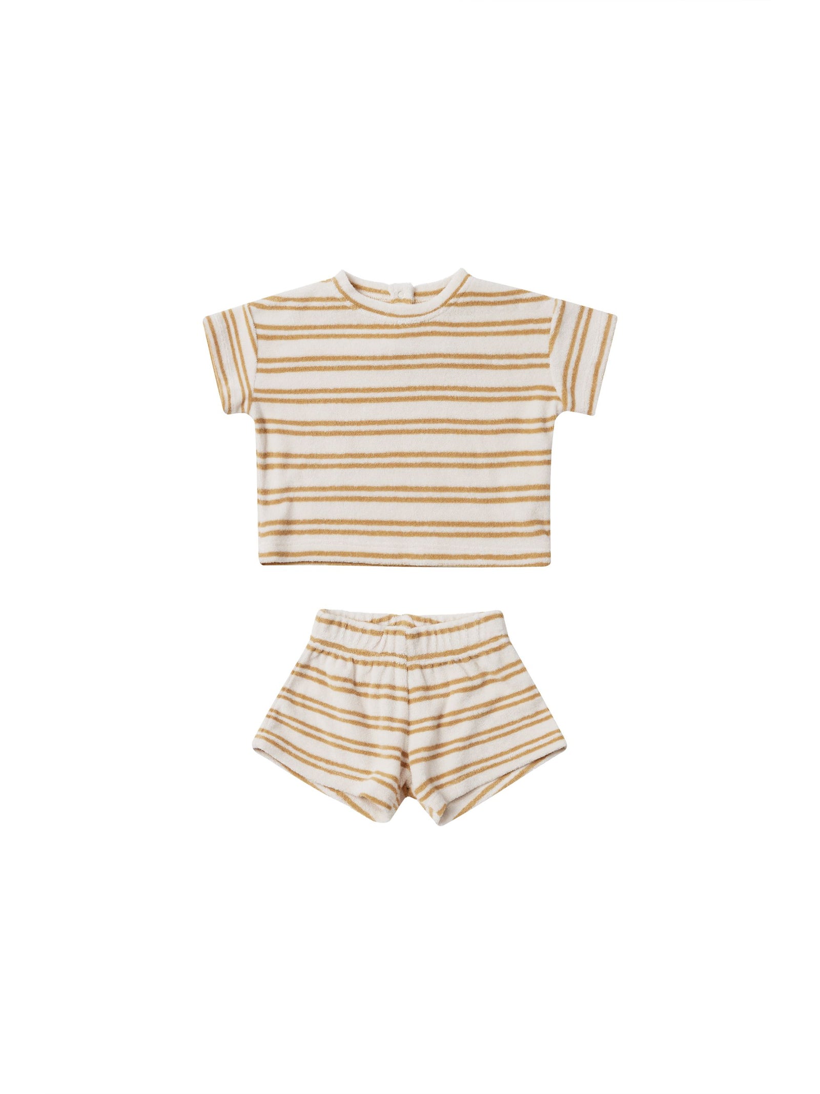 Quincy Mae Baby Terry Tee & Short Set  QM300IRMN  Honey Stripe*