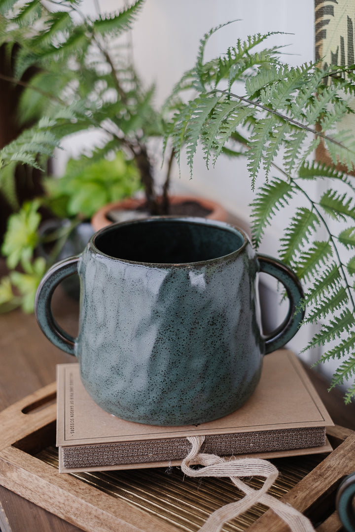 Tag Handled Plant Pot - Green G15650