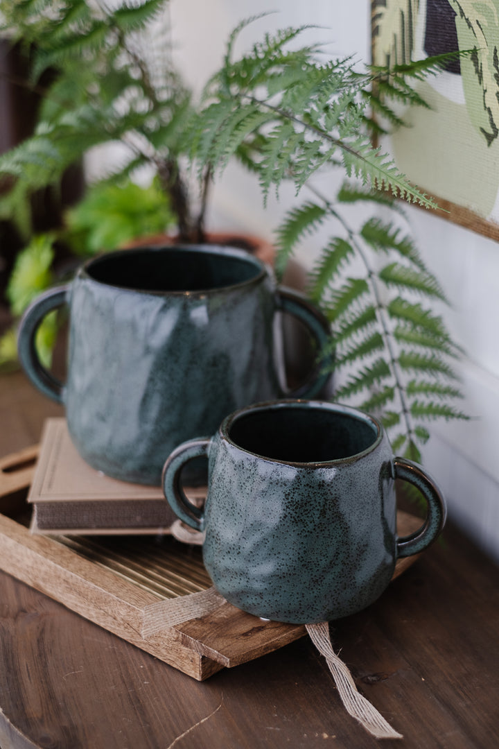 Tag Handled Plant Pot - Green G15650