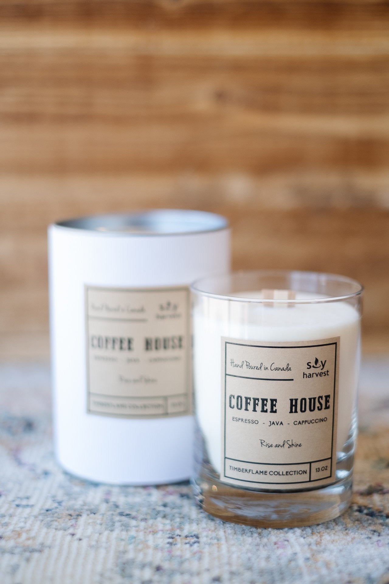 Soy Harvest Timberflame Candle - Coffee House – Crocus & Ivy Interiors