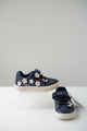 Geox Girl Sneakers Kilwi B92D5A  Navy with Pink and White Leather Flowers