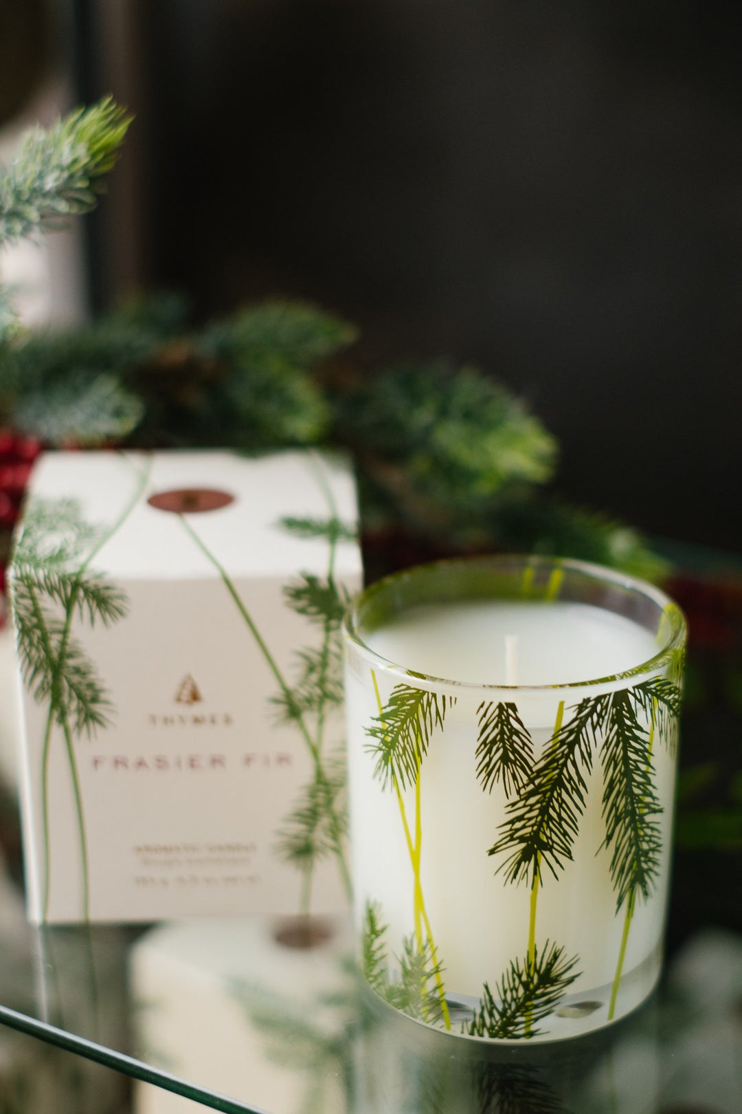 Thymes Frasier Fir 6.5 oz Candle Pine Needle Design