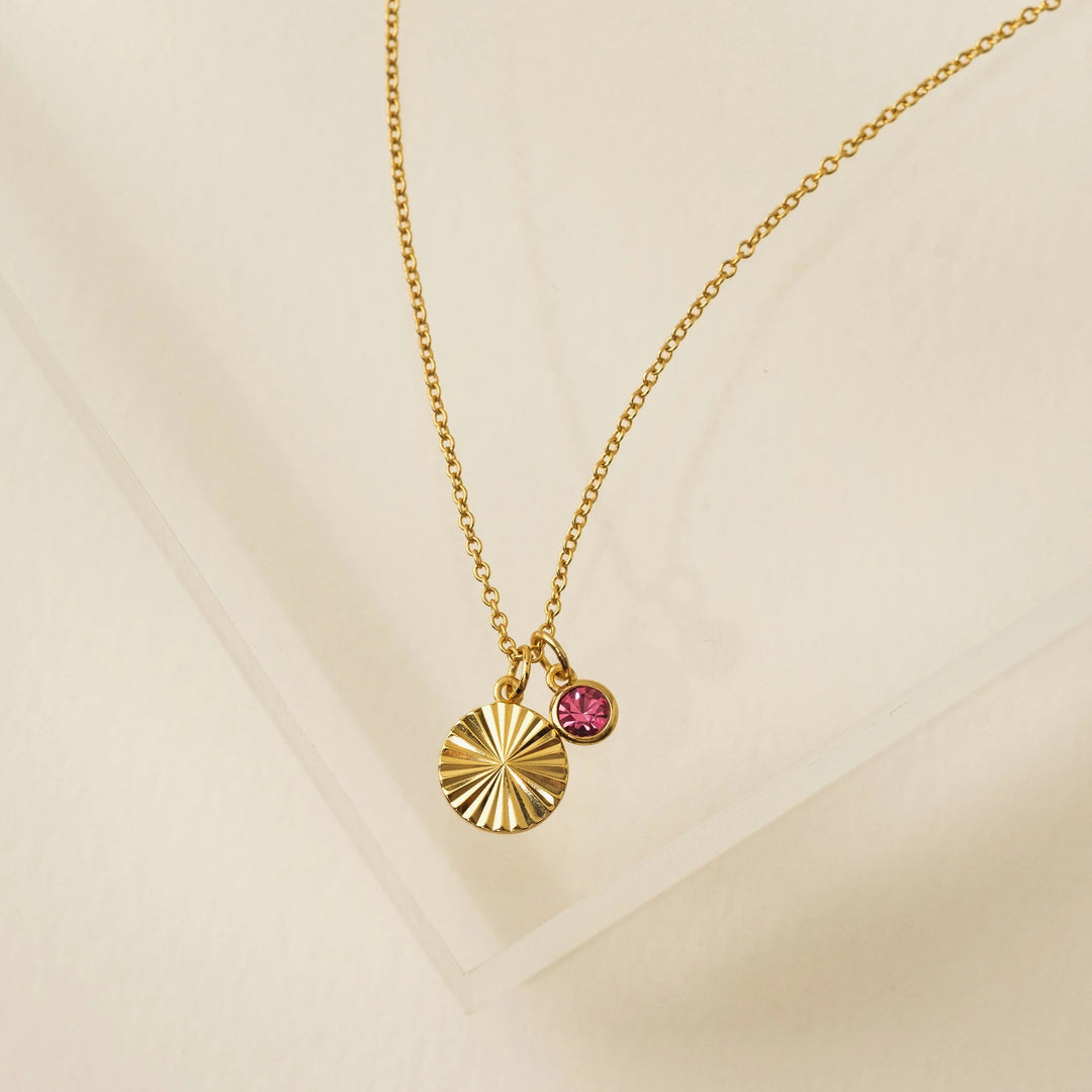 Lovers Tempo Gold-Plated Birthstone Fluted Necklace*