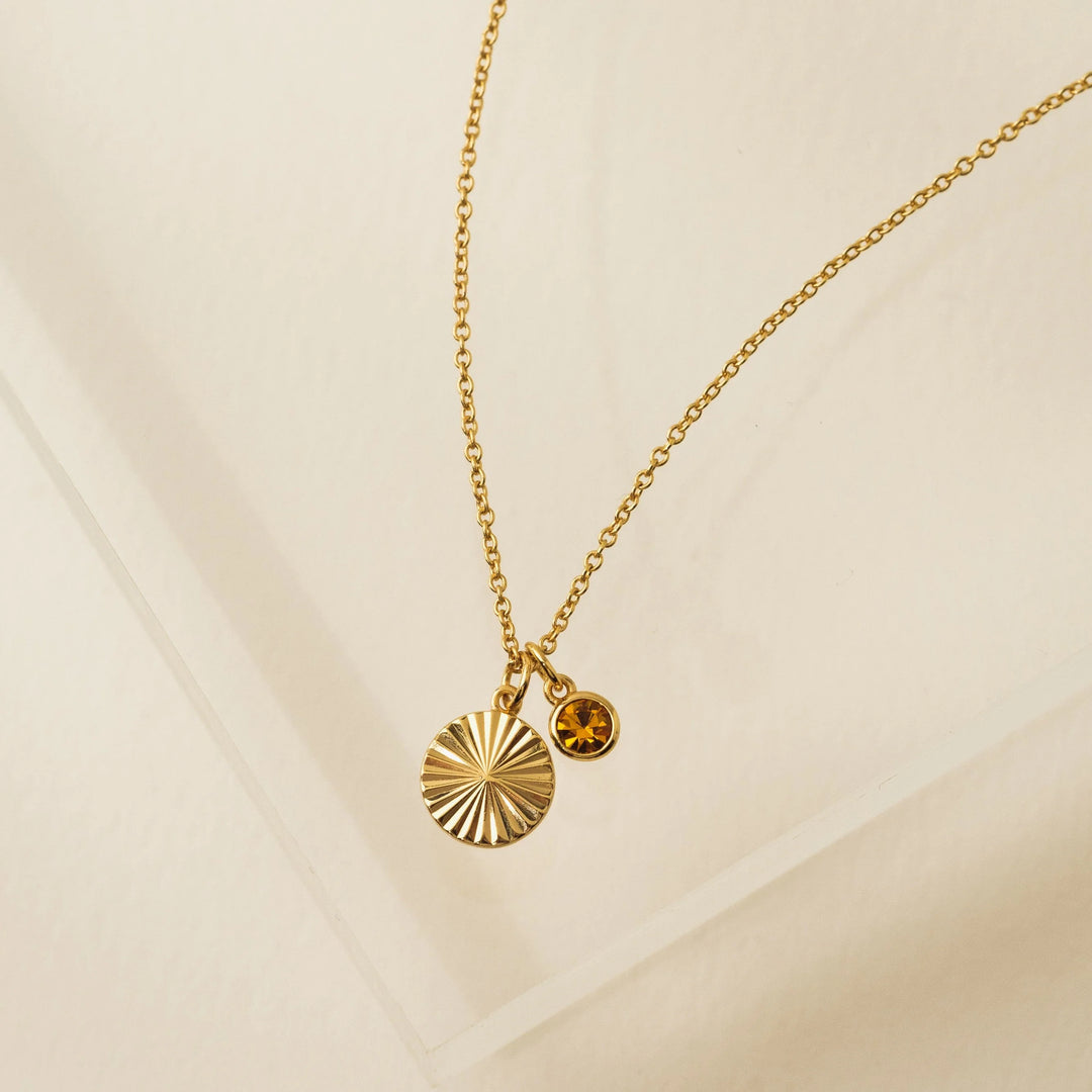 Lovers Tempo Gold-Plated Birthstone Fluted Necklace*