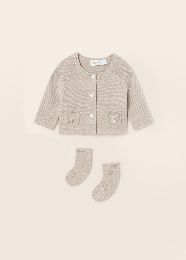 Mayoral Baby Girl Sweater & Sock Set  1359-43  Beige Mel **