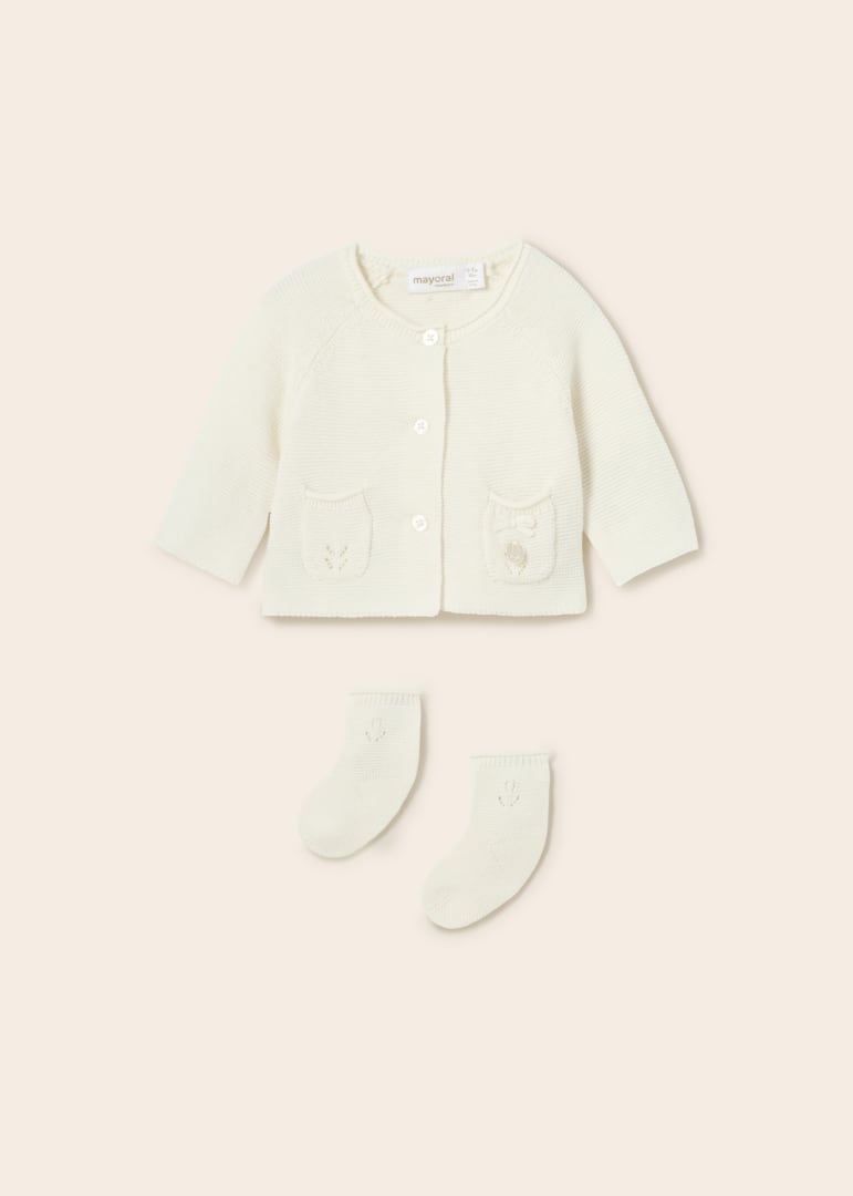 Mayoral Baby Girl Sweater and Sock Set  1359-47  Crudo **