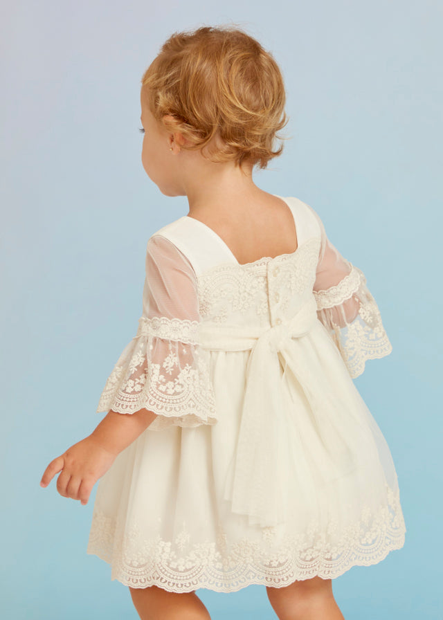 Abel & Lula Baby Girl Lace Embroidered Tulle Dress  5011  Crudo *