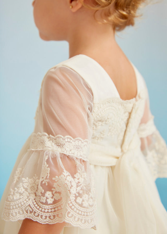 Abel & Lula Baby Girl Lace Embroidered Tulle Dress  5011  Crudo *