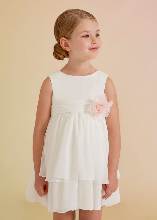 Abel & Lula Girls Chiffon Dress   5030  Blanco *