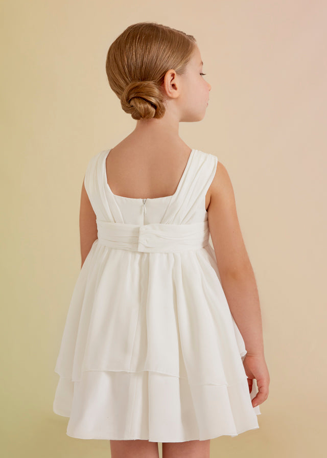 Abel & Lula Girls Chiffon Dress   5030  Blanco *