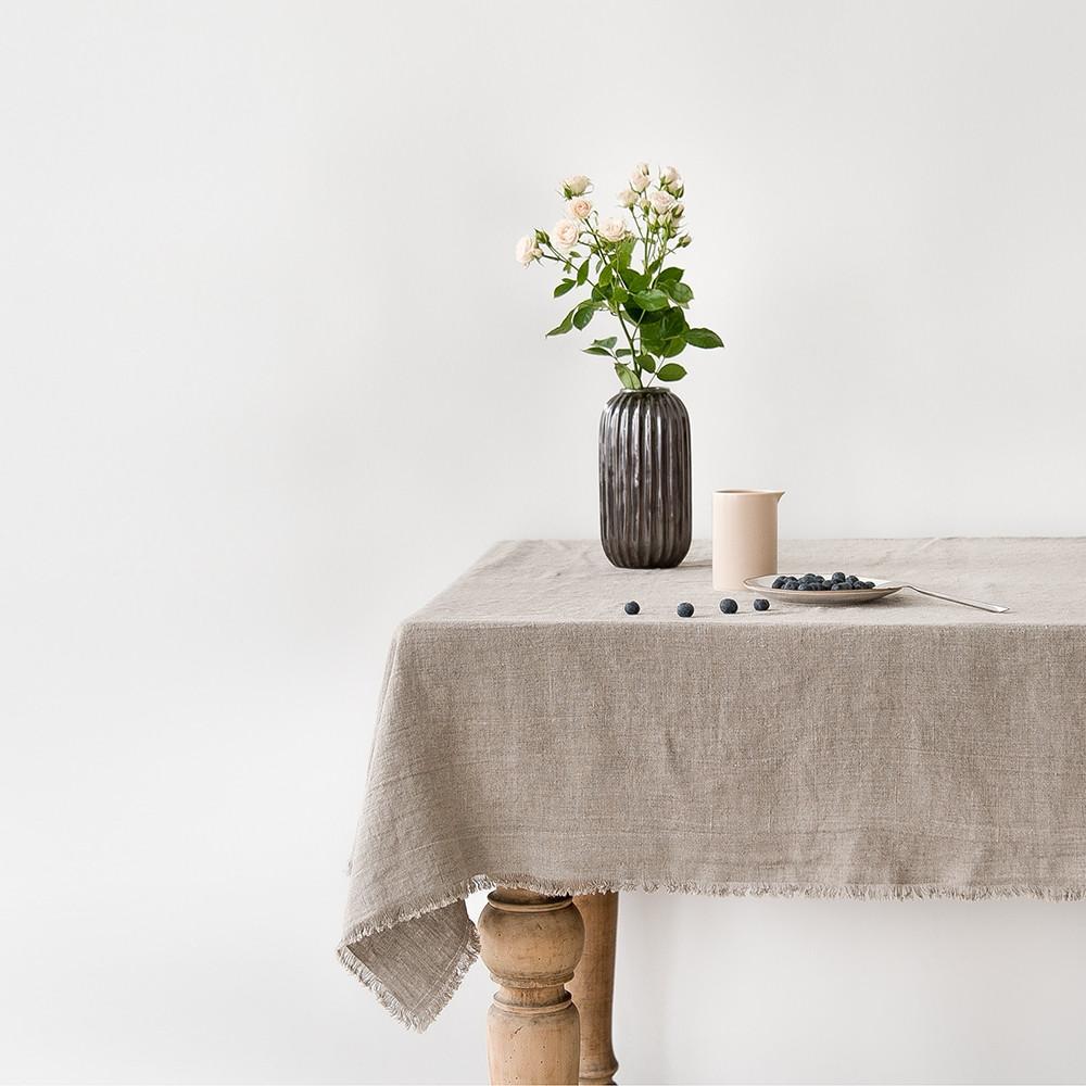 Linen Tales Natural Tablecloth with Fringe