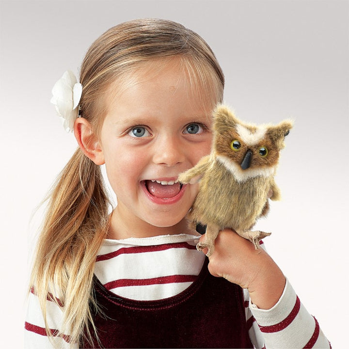 Folkmanis Mini Great Horned Owl Finger Puppet  2752