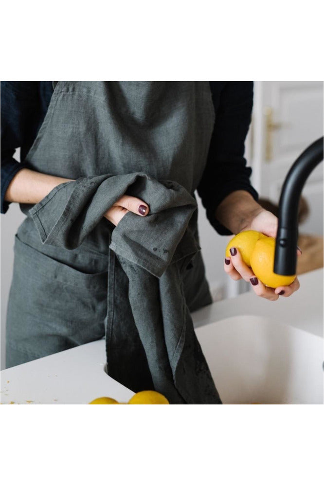 Forest Green Washed Linen Tea Towel