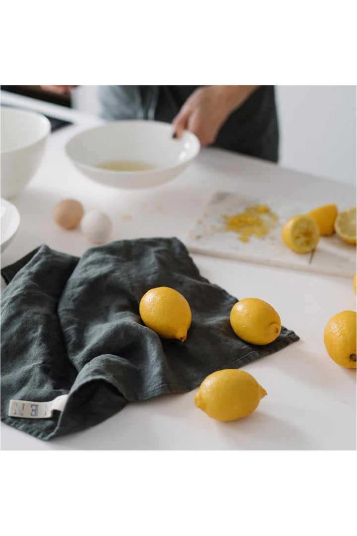 Forest Green Washed Linen Tea Towel