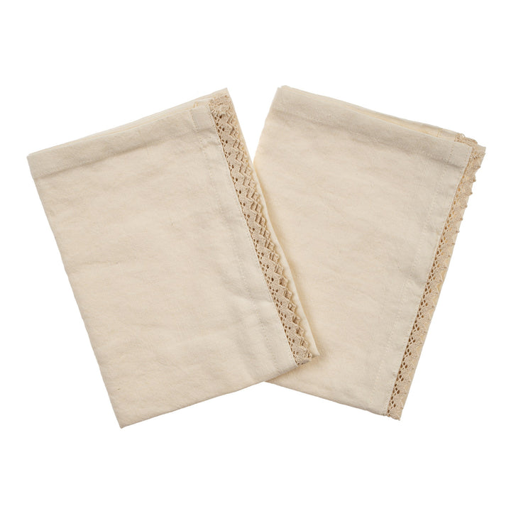 Indaba Maeve Lace Teatowels Set/2  4-7795  Off White Lace*