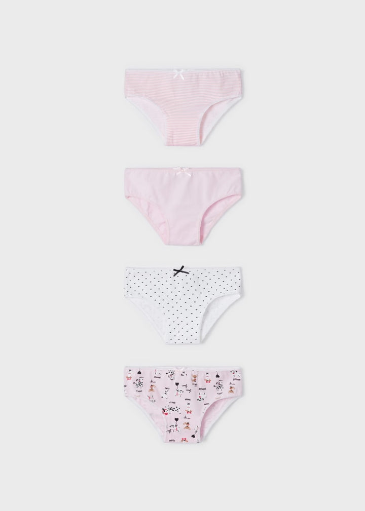 Mayoral Girls Briefs 4 Pack  10454-47  Rosa