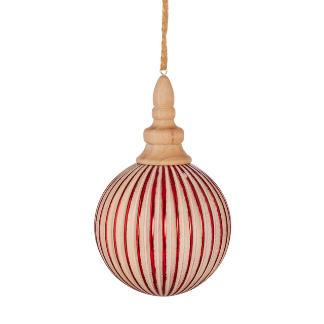 Raz Red Grooved Glass Finial 4112510