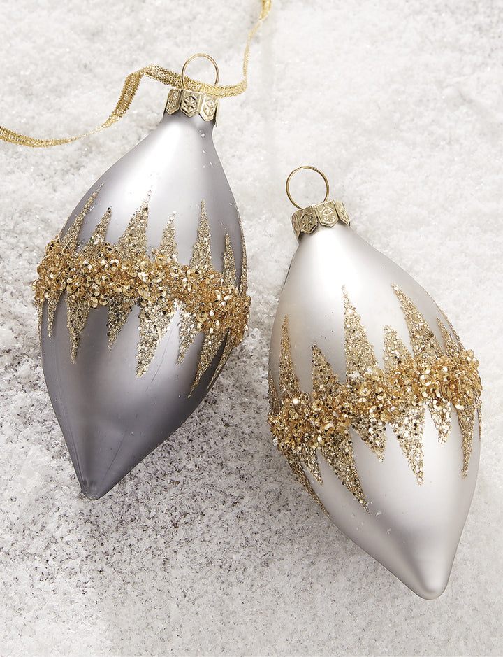 Raz 4"Glass Double Point Ornament 4120852