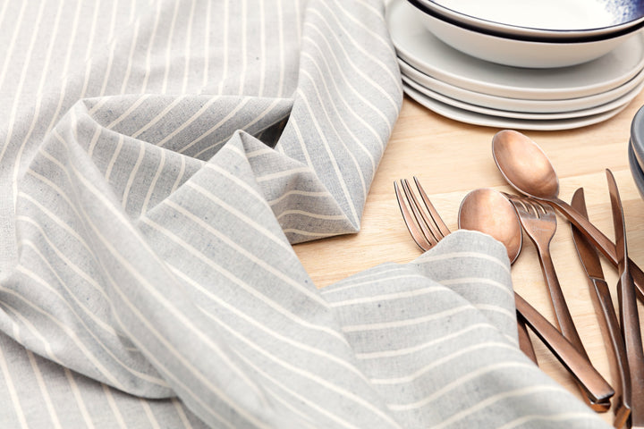 *Meema Tablecloth Grey Stripped