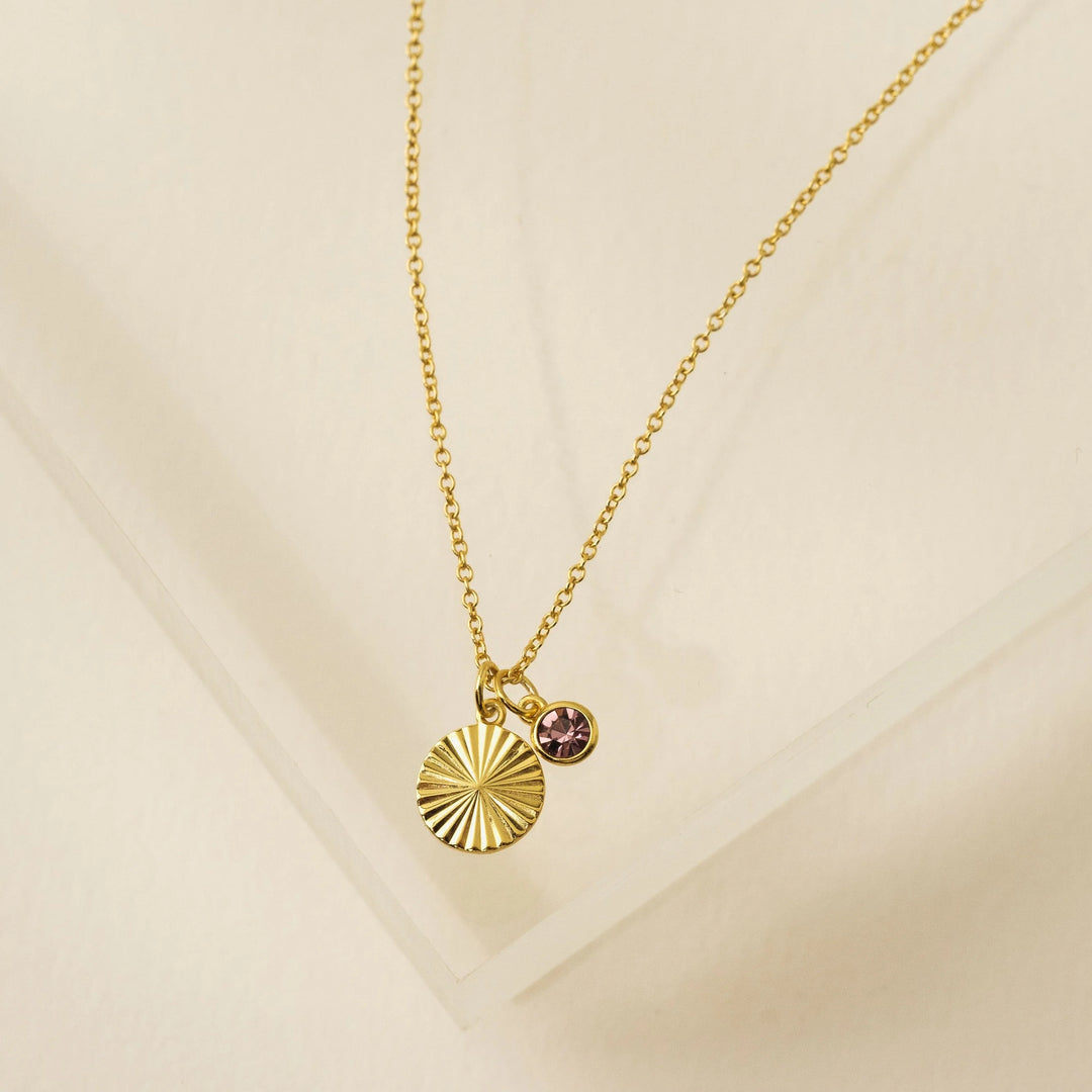 Lovers Tempo Gold-Plated Birthstone Fluted Necklace*