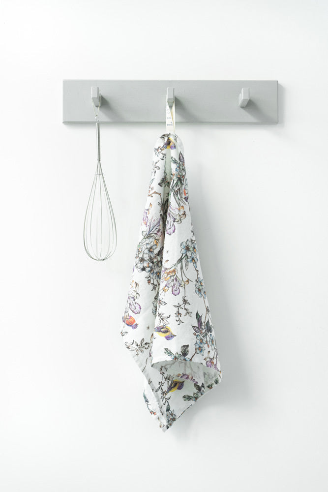Linen Tales Birds Washed Linen Tea Towel