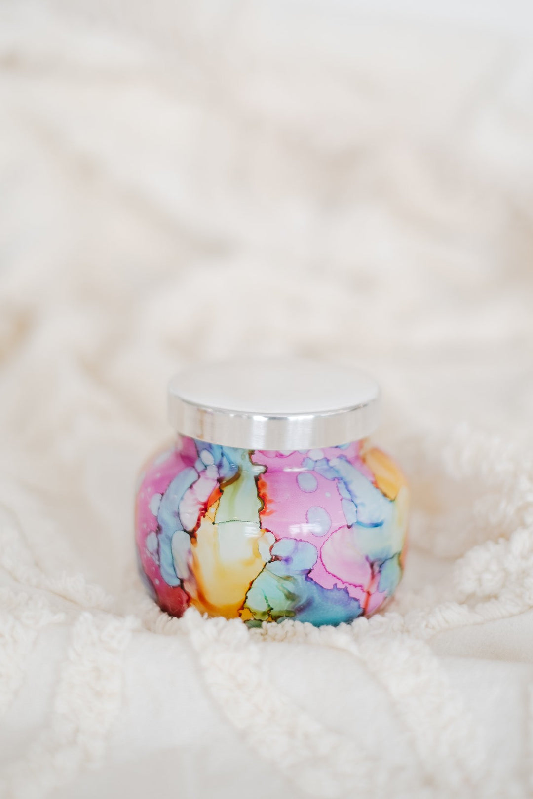 Capri Blue Volcano 8oz  Petite Rainbow Watercolor Jar