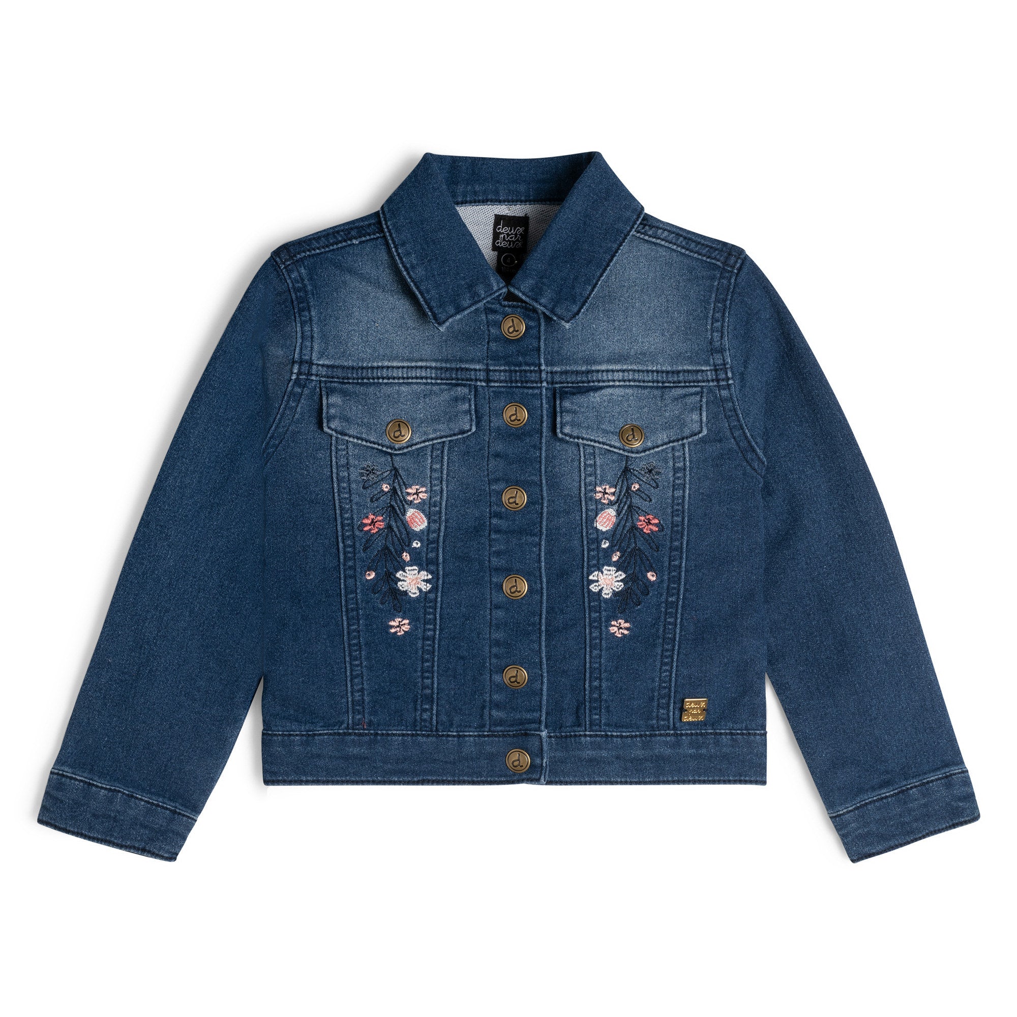 Deux Par Deux Girls Denim Jacket with Embroidery E20H50-123 Navy Denim