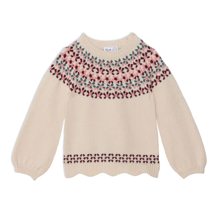 Deux Par Deux Girls Knit Sweater  E201T74  Off White