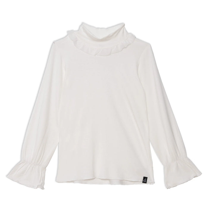 Deux Par Deux Girls Long Sleeve Mock Neck  E20O70  Off White **